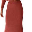 PRETTYGARDEN Women's Spring Fall 2 Piece Sweater Set Rib Knit Long Sleeve Crop Top Maxi Bodycon Skirt Casual Winter Outfits Small
