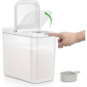 TBMAXS Rice Flour Storage Container - 12.7 Qt | 25 Lbs Crystal-Clear Plastic Food Storage Containers Bin with Pop-up Lid for Grains Beans, Dry Food Holder for Kitchen Pantry Organization and Storage