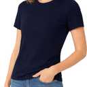 T-Shirts for Women | 100% Cotton Casual Short Sleeve Crew Neck T-Shirts for Women (Blue, XXXL)