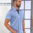 Angbater Men's Button Polo Shirts Short Sleeve Casual Summer T-Shirt Slim Fit Contrast Color Golf Shirt (XL)