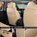 Universal Leather Seat Covers Full Set, Waterproof Seat Cover for Cars 5 Seats, Luxury Leather Car Seat Cushion, Front and Rear Protectors Automotive Seat Covers for Most Cars SUV Pick-up, Beige
