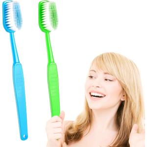 2 Pack 15.75x1.57 Inches Giant Toothbrush Props, Oversized Gag Novelty Bath Brushes, Huge Comedy Item for Costume Accessory, Photo Shoots, Party Favors, Pet Grooming, Green and Blue