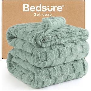 Bedsure GentleSoft Full Size Blankets for Bed - Super Soft Cozy Fleece Spring Blanket for Kids Girls, Large Fuzzy Throws for Bedroom Decor,Sage Green, 84x90 Inches