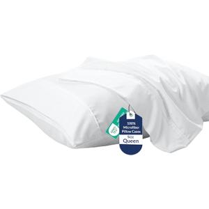Royale Linens Queen Pillowcase Set of 2 - Bed Pillow Cover - 20" x 30" - White Pillowcases - 1800 Brushed Microfiber, Wrinkle & Fade Resistant - Soft & Cozy- Queen Size Pillow Case (White)
