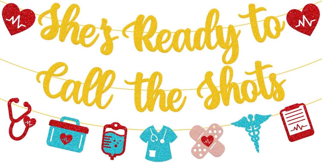 She's ready to call the Shots Banner Nursing School Graduation Party Decoration Congrats Nurse Grad Backdrop BSN Medical Nursing School Survivor Decor
