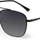 JIM HALO Retro Square Aviator Sunglasses Premium Glass Lens Flat Metal Eyewear Men Women (Black Frame / Polarized Smoke Fade Lensnot Glass Lens)