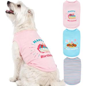 3 Pack Dog Shirt with Print for Birthday,Sleeveless Tank Tops for Free Movement,Soft Breathable for All Season Wear,Funny T-Shirt for Birthday Party (Pink & Blue,M)