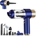 Mini Vacuum Cleaner, 15000PA Car Vacuum Cleaner Portable Cordless with LED Light, 4 in 1 Air Duster and Handheld Small Vacuum Rechargeable for Car, Home, Office, PetBlue