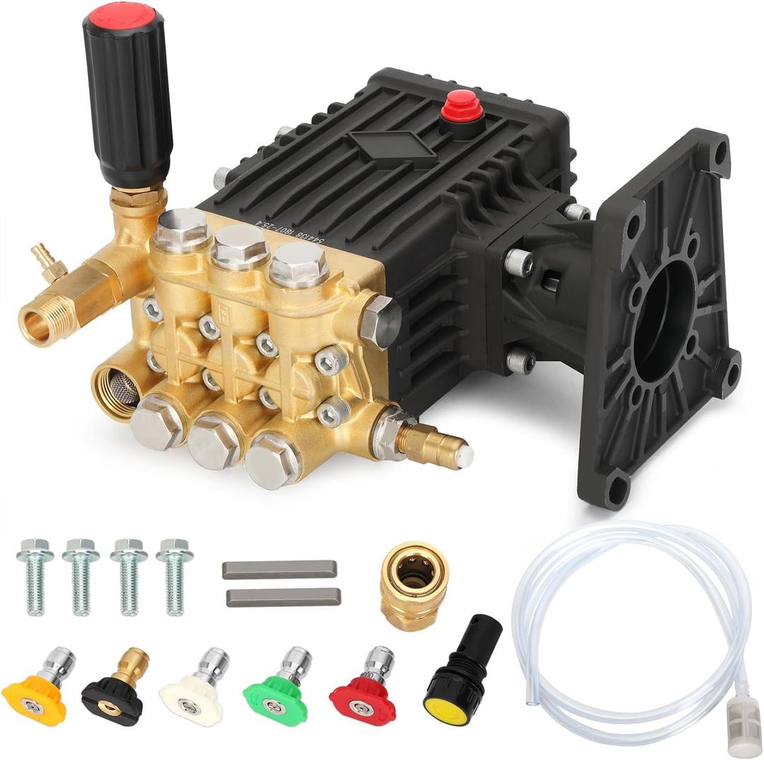 Pressure Washer Pump 1 Inch Shaft,Pressure Washer Pump 4400 psi
Power Washer Pump 4.8gpm 8-15 HP 22 Pounds Including lubricant,Compatible With Simpson Honda Dewalt Troybilt