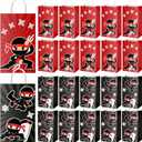 Gueevin 24 Pcs Ninja Party Favors Bags with Handles Ninja Birthday Party Decorations Candy Goodie Bags for Kids Boys Girls Karate Warrior Samurai Theme Decorations Supplies