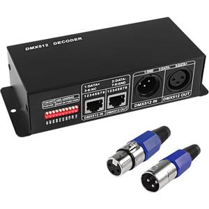 MEIRIYFA 4 Channel DMX512 Decoder LED Dimming Controller Driver,DMX PWM Constant Voltage Engineering Decoder for DC12V-24V 8A/4CH for LED RGB 5050 3528 Strip Light RGBW Light