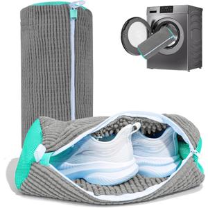 Shoe Washing Machine Bag: Laundry Shoe Bag for Washer and Dryer - 2pc Reusable Shoe Cleaning Bag for Sneaker Tennis Shoes Unstain Cleaner Kit (Gray 2pcs)