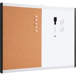 Amazon Basics Magnetic Dry Erase Whiteboard & Cork Board Combo, Double-Sided, Lightweight, Easy to Install, Plastic/Aluminum Frame, 17" x 23"