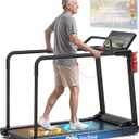 Redliro Treadmill for Seniors Slow Walking - Backwards Treadmill for Seniors with Long Handrails, 0.3 MPH Start, APP Control, Fully Flat 0% Incline Design Recovery Machine for Elderly Home Use