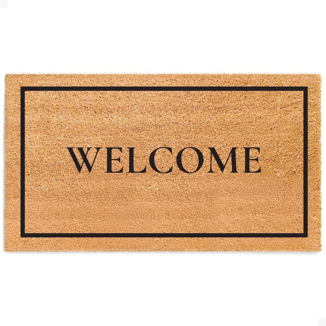 THEODORE MAGNUS Door Mat  Coir Doormat for Outdoor Entrance, Durable Welcome Mat with Non-Slip Backing, Perfect for Front Door and Entryway - Outdoor/Indoor - Classic Welcome - 17" x 30" (1'5" x 2'6" (Rectangular))