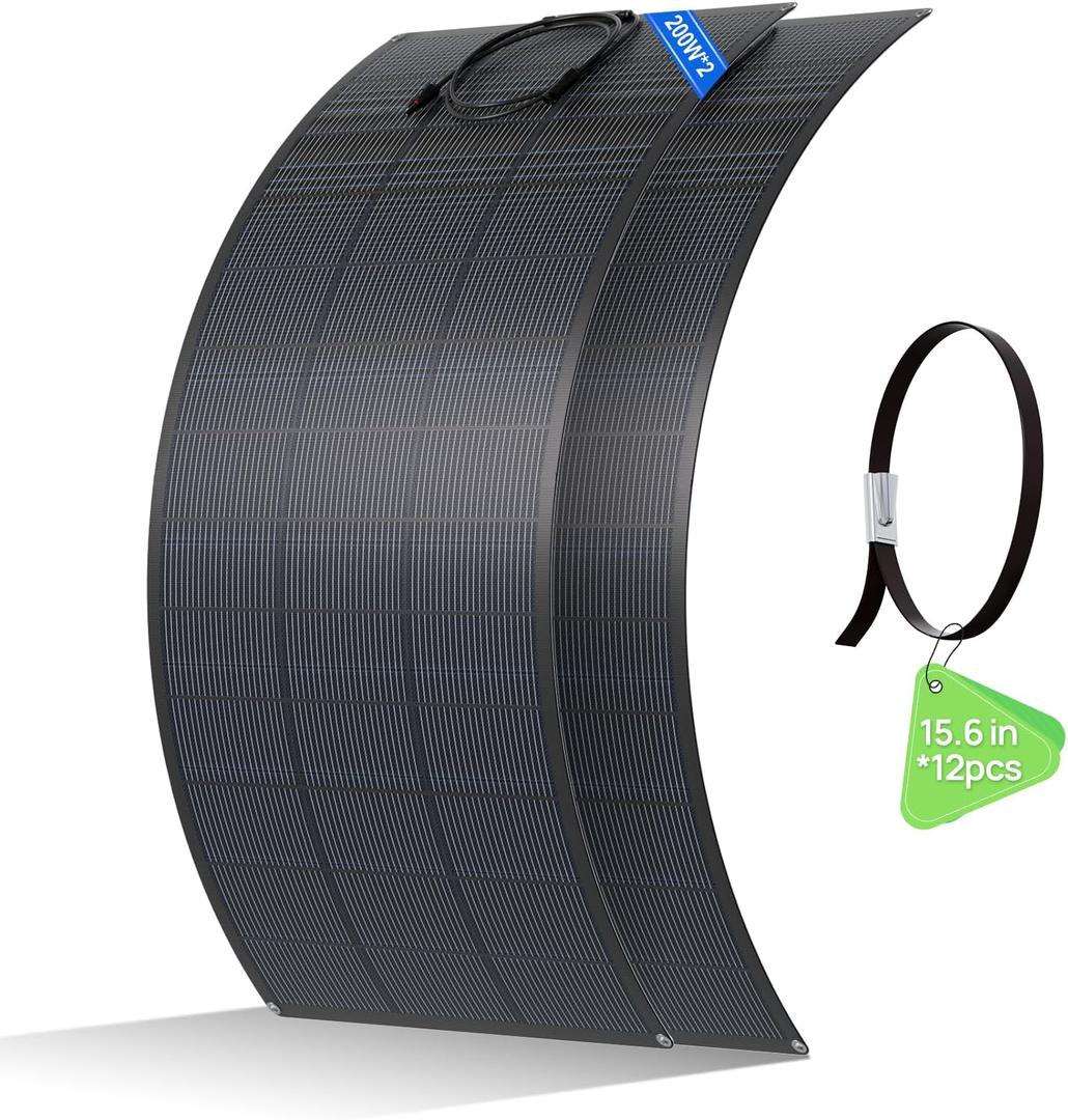 ECO-WORTHY 2PCS 200W Flexible HJT Solar Panels 18V ETFE 18BB