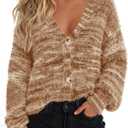 PRETTYGARDEN Womens Cardigan Sweaters Fall Fashion 2026 Striped Long Sleeve Button V Neck Knit Fuzzy Outerwear Winter Clothes (S)