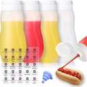 Condiment Squeeze Bottles for Ketchup Hot Sauce Liquids Oil with Caps for Condensed Milk and Mustard Salad Dressing Dispenser Clear Plastic Bottles Dressing Container HD PE BPA-free