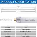 22 Inch F14T5/CW Fluorescent Light Bulb, 4100K Cool White, T5 14 Watt Fluorescent Replacement Bulb for Counter and Cabinet Fixture, G5 Base, 6 Pack