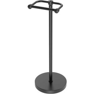 Toilet Paper Holder Stand, Modern Bathroom Free Standing Toilet Paper Roll Holder, Stainless Steel Tissue Rack, Rust-Proof & Heavy Stable Base (Matte Black)