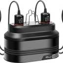 Reptile Dual Light Fixture with Dimming Switch and Timer, Deep Dome Reptile Heat Lamp Fixture Double UVB Light Fixture, Double Dome Lamp Fixture for Basking Heat Bulb for Terrariums