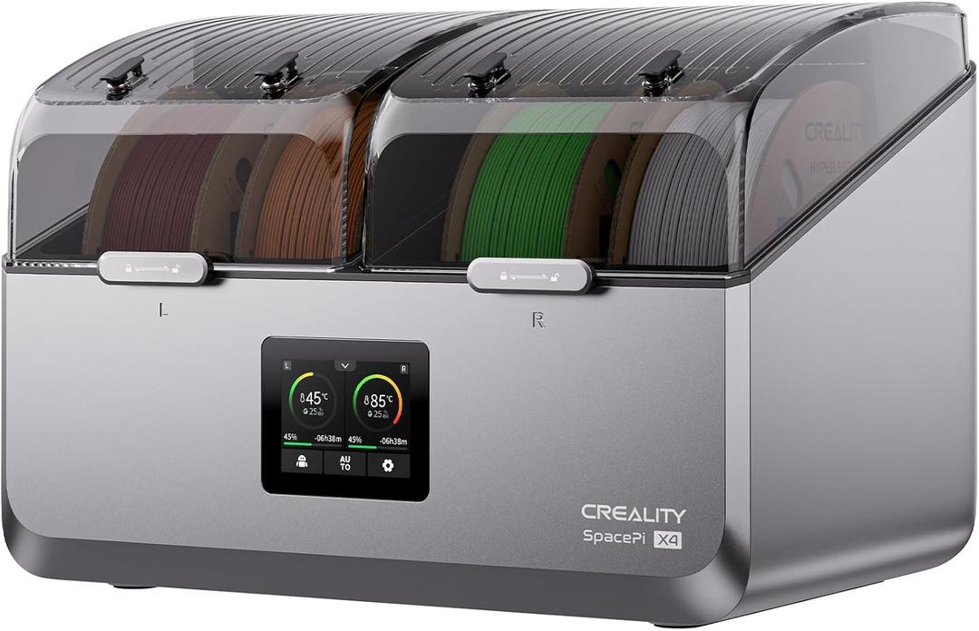 Creality Space Pi X4 Filament Dryer Box, 4-Spools 3D Printer Storage Box, Dual Heating Chambers, 200W PTC Heats Up to 85C, Fast Drying & Moisture-Free Storage, for PLA, PETG, TPU, ABS