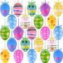 Easter Tree Ornaments, 30pcs Hanging Plastic Easter Eggs Party Decorations for Basket Party Home Outdoor Garden
