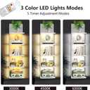 5 Tier Display Shelf Case with Light LED Wall Mount Vertical Lack Shelf with LED Wall Decor Floating Shelves for Bedroom Living Rooms Book Gaming Shelves Supports USB White