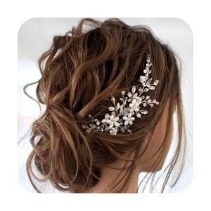 JAKAWIN Bride Wedding Hair Comb Pearl Flower Hair Piece Rhinestone Bridal Hair Accessories for Women HC034 (Silver) (1 Silver)