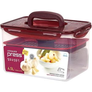 LockandLock Press Plate Leakproof Airtight Pickle Kimchi Container 4.5L / 152oz BPA Free One Handle Clear Body Maintain Fresher Taste
