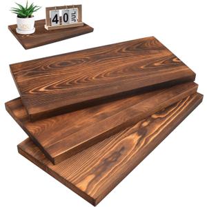 3Pack Rectangle Unfinished Wood Double Sided Carbonized Paulownia Wood Art Board Chipboard for Wall Shelf DIY Crafts Home Decorations Door Hanger Sign (11.4 * 6 * 0.59in)(Dark Brown)