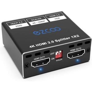 SP12H2 4K HDMI Splitter - 1x2 HDR, Dolby Vision Atmos, Down Scaler, 4K 1080P Sync, 4:4:4, HDCP2.2, EDID 4K5.1/4K7.1/Copy, For Game, Xbox, PS5, Roku
