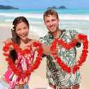 Suncalla 12 Pcs Hawaiian Leis Garland Ruffled Hula Aloha Flower Necklaces Luau Hen Stag Hawaiian Fancy Dress Decorations for Adults Beach Tropical Themed Birthday Summer Party Favors(Red)