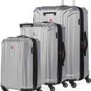 SwissGear 3750 Hardside Expandable Luggage with Spinner Wheels, Silver, 3-Piece Set (20/24/27)