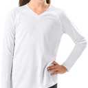 Stelle Youth Girls Athletic Performance Long Sleeve Shirts V Neck Moisture Wicking Base Layer Undershirt (White, M)
