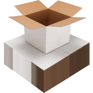 EXYGLO 40 Pack 7x7x6 Shipping Boxes for Small Business, White Corrugated Cardboard Small Box for Packaging, Moving, Mailing, and Storing