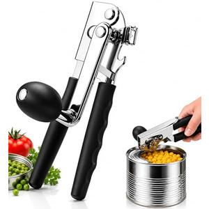 Commercial Can Opener, Hand Crank Can Opener with Magnet, Heavy Duty Stainless Steel Smooth Edge,Comfortable Extra long Handles and Oversized Knob for Kitchen and Seniors
