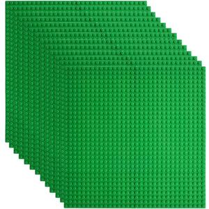 Lekebaby 12 Pack Classic Baseplates 10" x 10", Building Base Plates for Building Bricks, 100% Compatible with Major Brands and Activity Table-Baseplate, Sturdy & Safe, Age 3 and up Kids, Green
