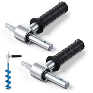 2 Pcs Ice Auger Drill Adapter with Handle and Bearings, 18mm/0.720" Output Shaft Diameter, Steel Cordless Drill Attachment for Ice Auger Conversion Fishing Anchor Camping Night Fishing