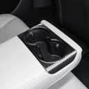 Car Rear Cup Holder Frame Cover Trim Carbon Color ABS Decal Sticker for Tesla Model 3 Highland 2024 2025 2026 Interior Accessories