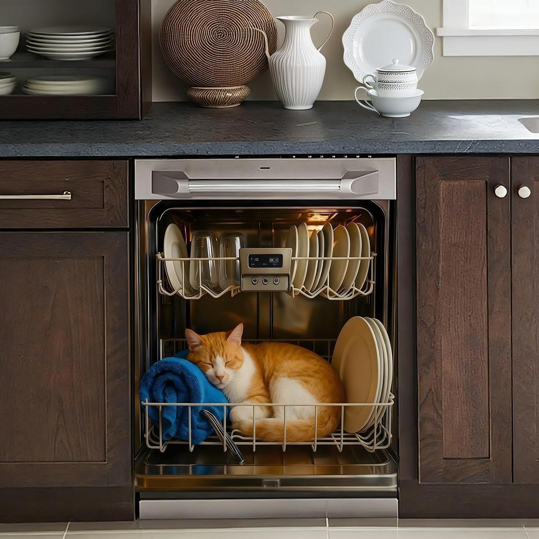 Magnetic Dishwasher Cover Decorative Pet-Themed Cat Kitchen Decor, 23x25.5 Inches