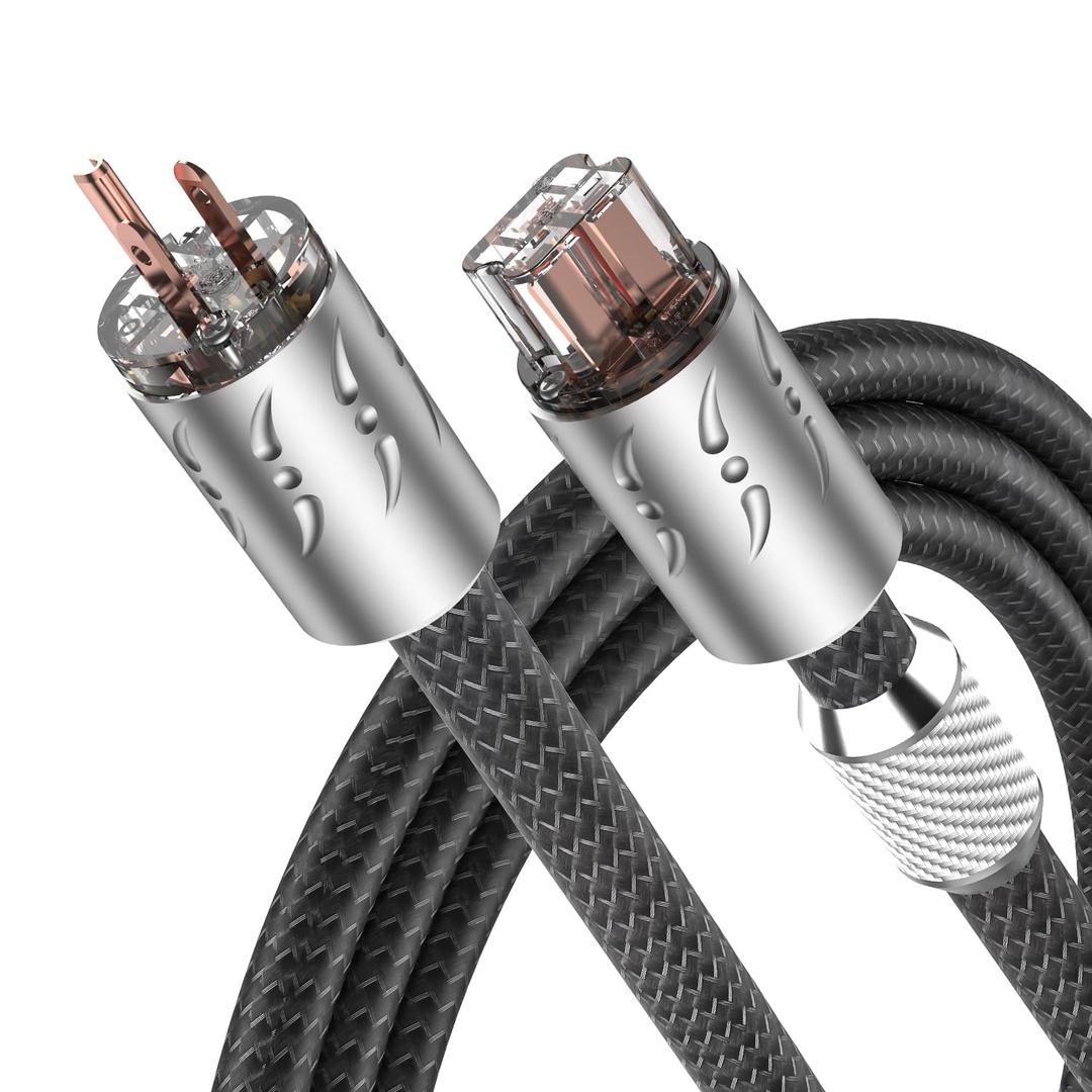 Viborg 20A HiFi Power Cable, 3.3FT, 2x9AWG, Hi-End Power Cord, US AC Mains Cord Audiophile Power Wire with Pure Copper Power Plug US+IEC C19 Connector