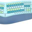 Wireless Ergonomic Keyboard and Mouse Combo with PU Wrist Rest, Carpal Tunnel Keyboard, 2.4G Colorful Split Ergo Keyboard, Comfortable Natural Typing, Compatible with PC/Laptop (Blue)