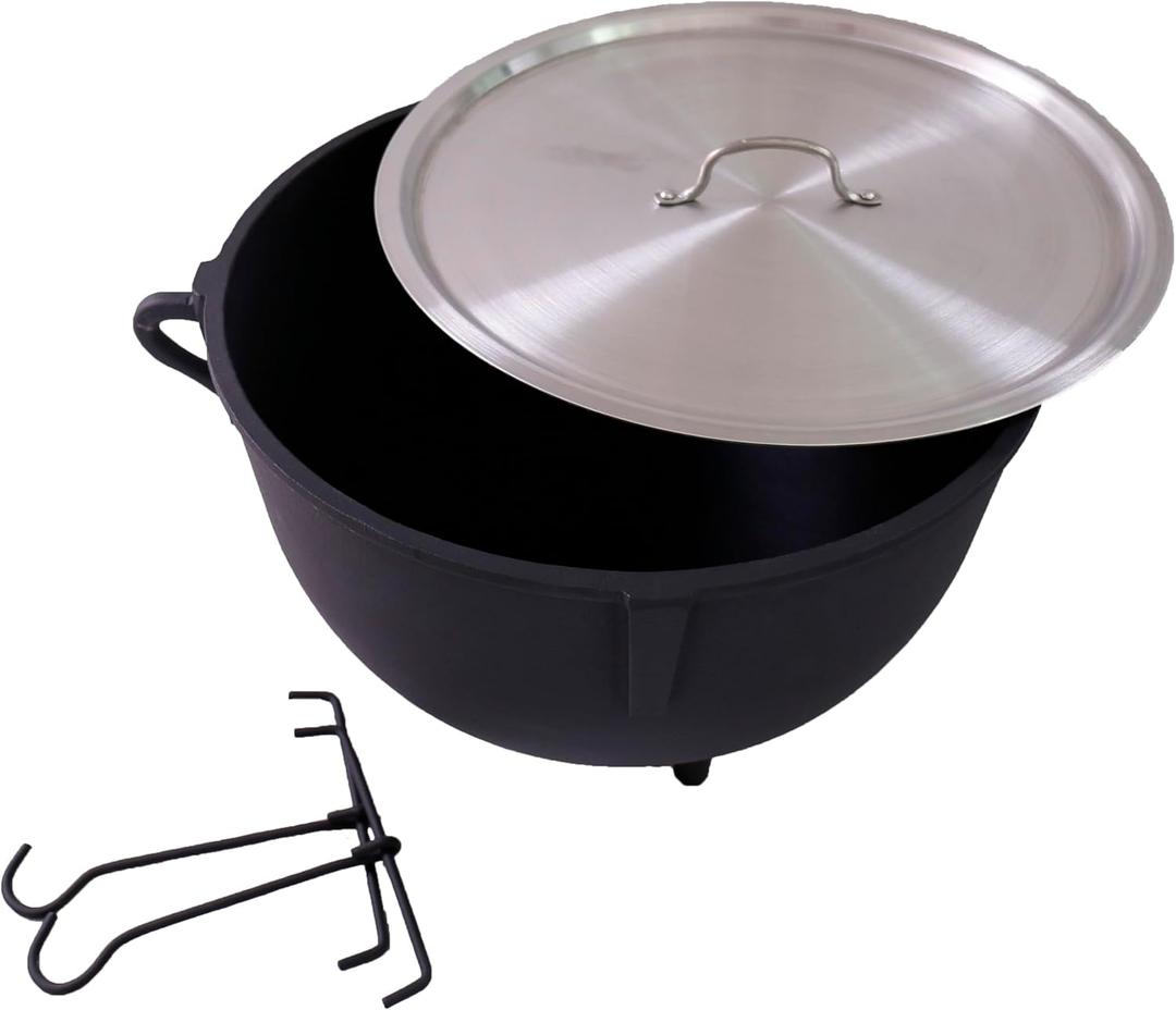 COOKAMP 5-Gallon Heavy Duty Cast Iron Jambalaya Pot, with Aluminum Lid [JA05T], 20 Quarts