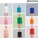 SUPRNOWA Turtleneck Leotard Long Sleeves Spandex Dance Workout Fitness Bodysuit for Women (Orange, M)