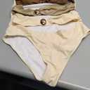 Fanuerg Women's One Piece Swimsuit Sexy Cutout Color Block Bathing Suit Golden O Ring Linked Swimwear (Medium)