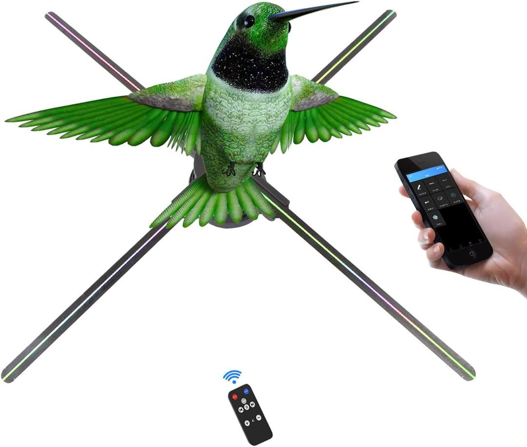 Holographic Fan Projector Screwless Led Lights HD with App and WiFi, Remote Control for Bar, Shop, Halloween, Christmas, (22 "(WiFi+remote control+Bluetooth))with 1500 Video Library