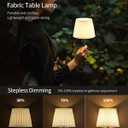 KDG Portables Cordless Table Lamp, Fabric Shade Desk Lamp, 5000mAh Rechargeable Battery Powered Lighting, Dimmable Light for Dining Room, Bedroom, Bedside, Bar, Night Light, Camping, Balcony (Black)