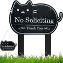 No Soliciting Sign for House Funny Metal No Soliciting Yard Sign, Two Methods to Use,No Solicitation Sign for Home and Business(Black, Cat)