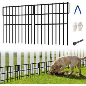 ULIOK 46 Panels Animal Barrier Fence, Garden Fence Animal Barrier, No Dig Fencing, 65.2ft(L) x 13in(H) Dog Fencing Rabbit Fences, 1.5in Spike Spacing Rustproof Metal Fences Border for Outdoor Yard